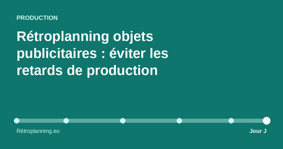 Objets publicitaires personnalisés disposés sur un bureau avec un planning de production